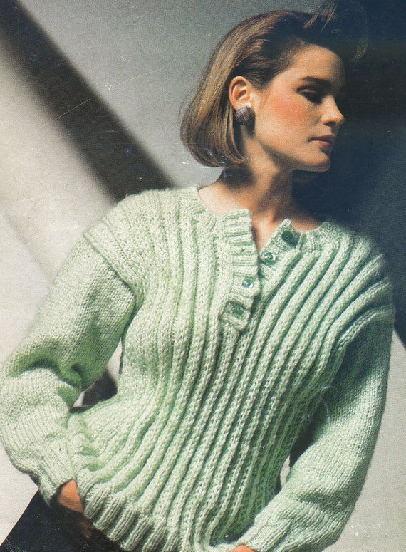 Strick-Pullover Rippenstrick PDF Strickanleitung Henley-Pullover