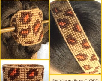 Plastic Canvas e-Pattern Book Leopard Print Accessories Headband Bracelet Barrette Hair Tie Instant Download PDF Barrett Design Studio