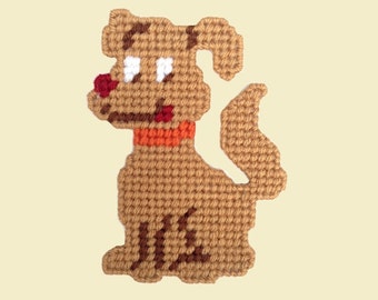 Mini Dog Puppy with Collar Magnet Ornament Plastic Canvas e-Pattern Instant Download Barrett Design Studio