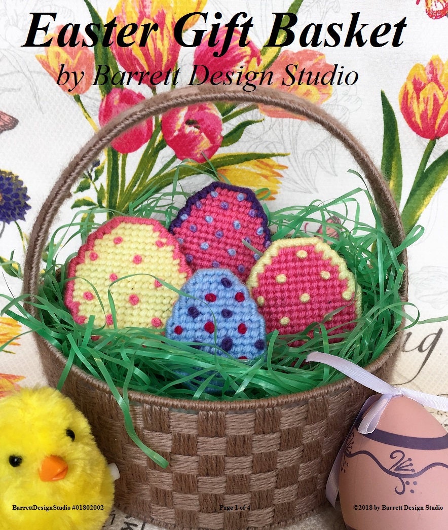 Plastic Canvas Book Easter Basket and Eggs Digital Pattern Etsy Canada