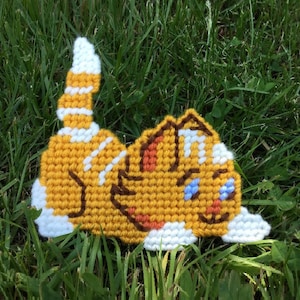 Plastic Canvas e-Pattern PDF Orange Pouncing Cat Kitty Instant Download by Barrett Design Studio