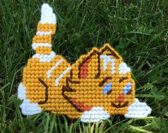 Plastic Canvas e-Pattern PDF Orange Pouncing Cat Kitty Instant Download by Barrett Design Studio