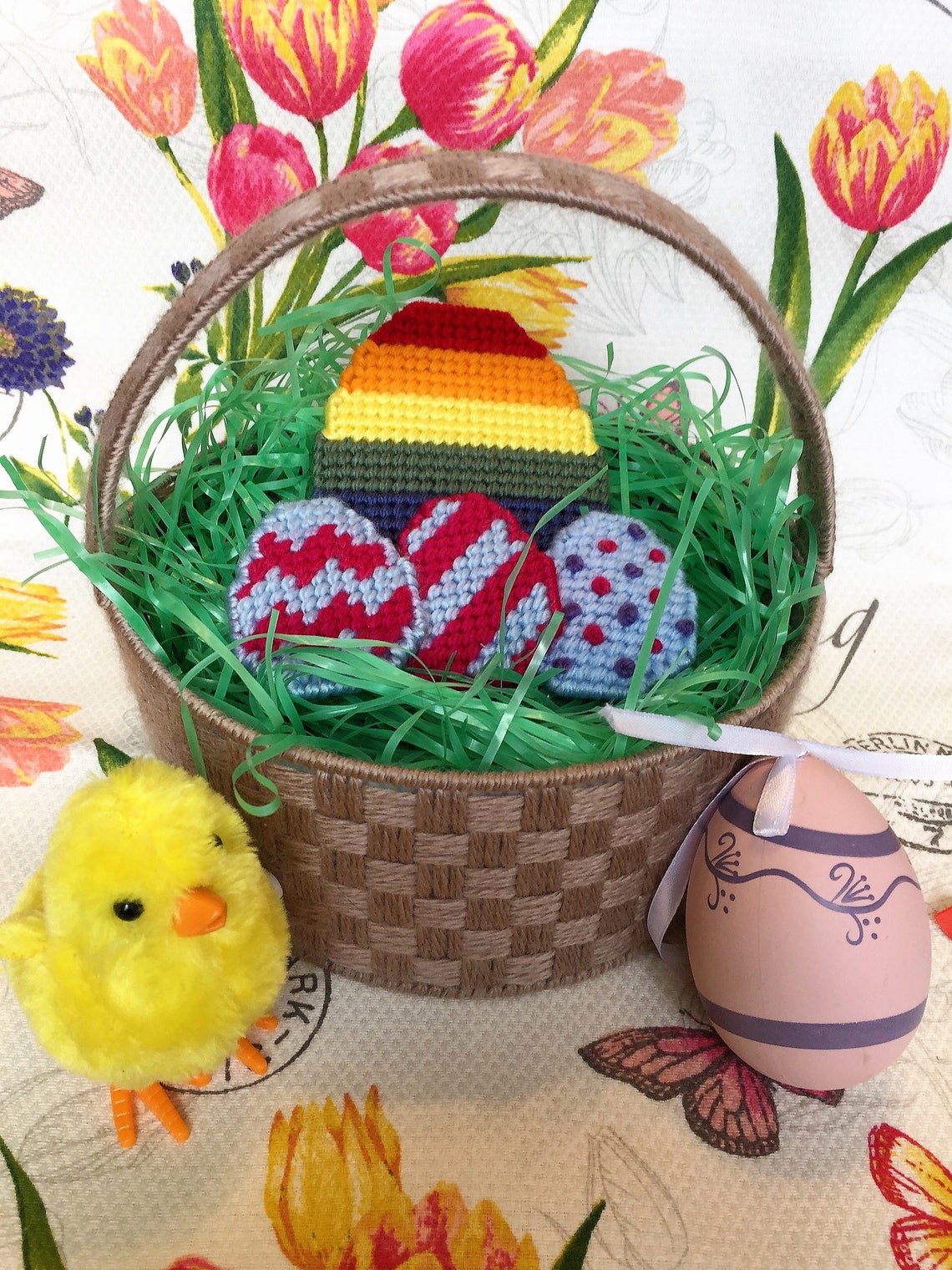 Plastic Canvas Book Easter Basket and Eggs Digital Pattern Etsy Canada