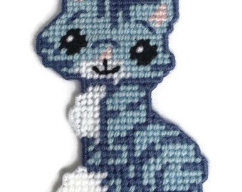 Blue Kitty Cat Plastic Canvas  Pattern Instant Downloadeasy kids Kitten Barrett Design Magnet Ornament