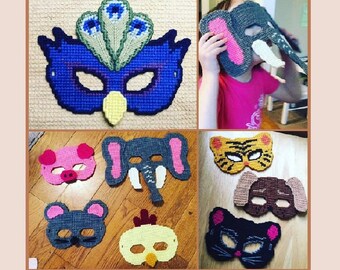 Plastic Canvas Pattern Dress Up Masks for Kid Halloween Costume Christmas Instant Download Barrett Design Studio