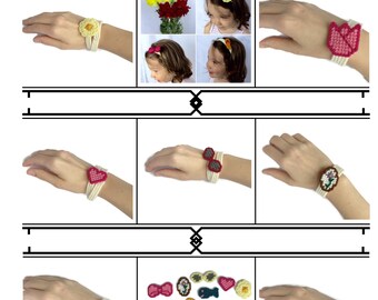 Mix and Match! Kids Dress up Accessory Set Headband, Bracelets with changeable charms Personalized Jewelry for Kids