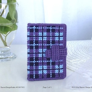 Plastic Canvas Pattern Instant Download PDF Needle Book Minder Cool Plaid Barrett Design Studio Purple Blue