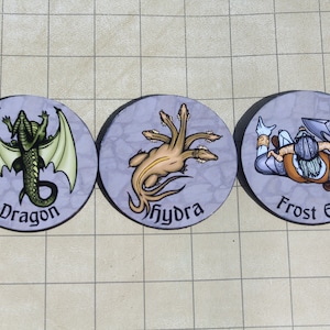 Set of Three Huge Monsters RPG 2-Dimensional Miniatures game tokens D&D DnD 3 Pcs. map tokens Dungeons and Dragons