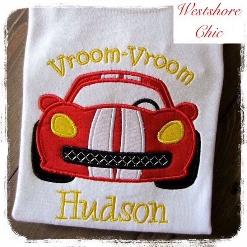 Race Car Personalized Custom Embroidery Applique Long or Short Etsy