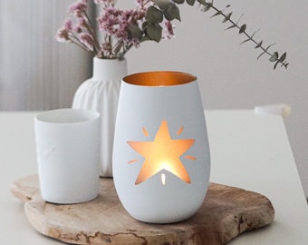 Memorial light star // lantern // white or black / inside gold // mourning // memorial light "star"