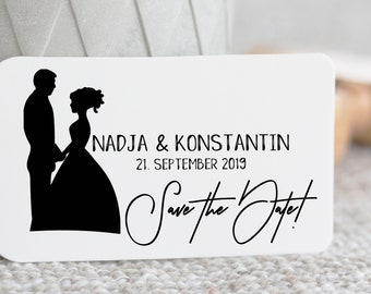 Hochzeitsstempel Save the Date "Brautpaarsilhouette" // Namen // Hochzeitsdatum