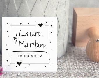 Personalisierter Hochzeitsstempel Logo Pfeil // rund // Holzstempel // Save the date // Einladung