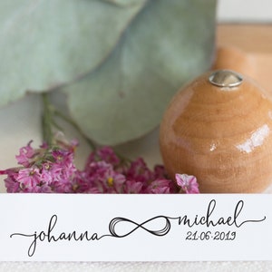 Personalisierter Hochzeitsstempel Logo Unendlichkeitszeichen_2 // Holzstempel // Save the date // Einladung