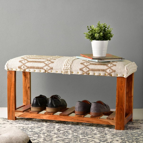 White Upholstered Storage Bench