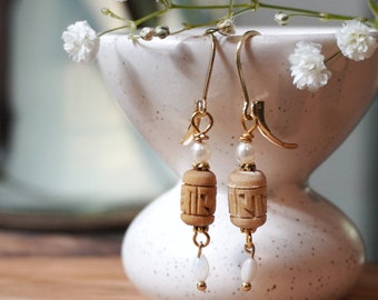 Freshwater Pearl & Tulsi Earrings