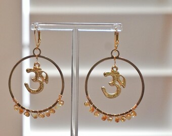 Citrine Om Hoops