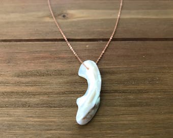 Freshwater Pearl Floating Stone Statement Necklace ~ 14K Rose Gold Fill ~ Natural Pearl ~ Pearl Pendant ~ Minimalist