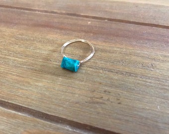 Rough Chrysocolla Wire Wrapped Ring ~ 14K Gold Fill~ Size 6