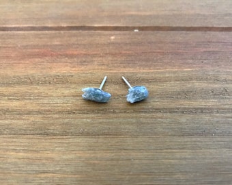 Raw Green Kyanite Studs ~ Sterling Silver ~ Rough Green Kyanite ~ Minimalist Earrings ~ Minimalist Studs ~ Raw Gemstone ~ Rough Gemstone