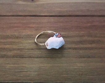 Raw Mexican Fire Opal Wire Wrapped Ring ~ 14K Gold Fill ~ Opal Ring ~ October Birthstone ~ Birthstone Ring ~ Stacking Ring ~ Minimalist Ring