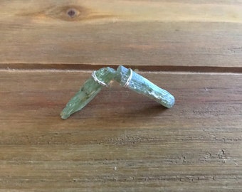 Raw Green Kyanite Studs ~ Sterling Silver ~ Rough Green Kyanite ~ Statement Earrings ~ Wire Wrapped ~ Raw Gemstone ~ Rough Gemstone