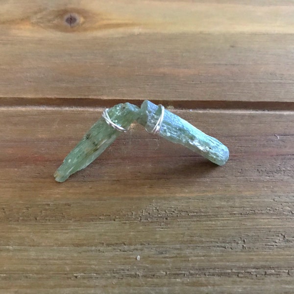 Raw Green Kyanite Studs ~ Sterling Silver ~ Rough Green Kyanite ~ Statement Earrings ~ Wire Wrapped ~ Raw Gemstone ~ Rough Gemstone