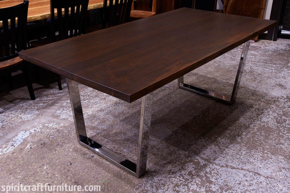 A Custom Black Walnut Dining Table W Welded Stainless Steel Etsy