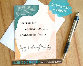 PRINTABLE Birth Mother's Day Card, Boho Modern Bio Mom Card for Adoptive and Foster Families