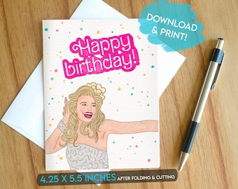 PRINTABLE Barbie Birthday Card, Barbie Movie Card for Daughter or Best Friend, Instant Download