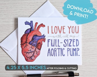 PRINTABLE Friends Show Anniversary Card, Aortic Pump Card for Loved One, Friends TV Show, Card for Nurse or Doctor, Instant Download