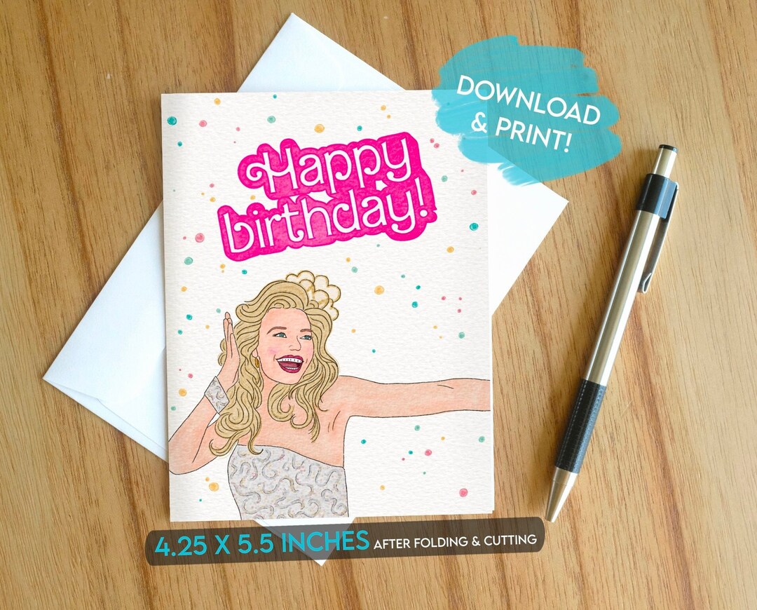 PRINTABLE Barbie Birthday Card, Barbie Movie Card for Daughter or Best ...