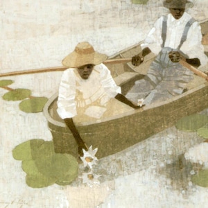 African American Art - &quot;Water Lilies&quot; - Limited Edition Black Art Print of Couple by Danny Phifer