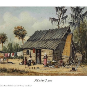African American Art &quot;A Cabin Scene&quot; 8 1/2 x 11 in. Print