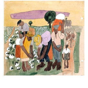 African American Art &quot;Cotton Pickers&quot; by William H. Johnson ,  8 x 10 in. Print