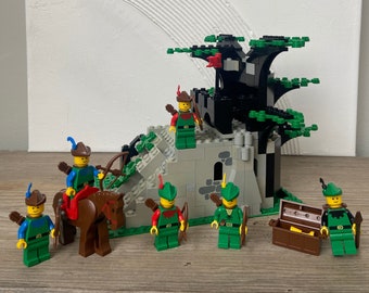 LEGO Set 6066 - Forestmen Camouflaged Outpost Building Bricks, Instructions, Box - AKA Robin Hood's Secret Cave - 1987, 100% Complete Set