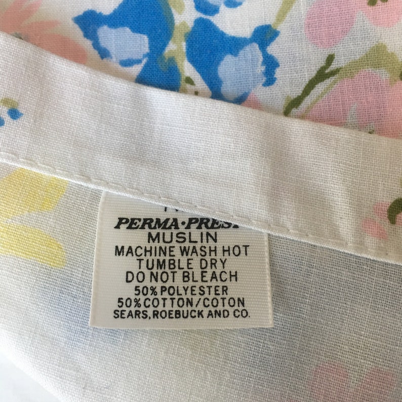 Midcentury Textiles for Quilting and Sewing Coordinated Floral Fabric Sears Morgan Jones Two Vintage Flat Sheets FREE SHIPPING!