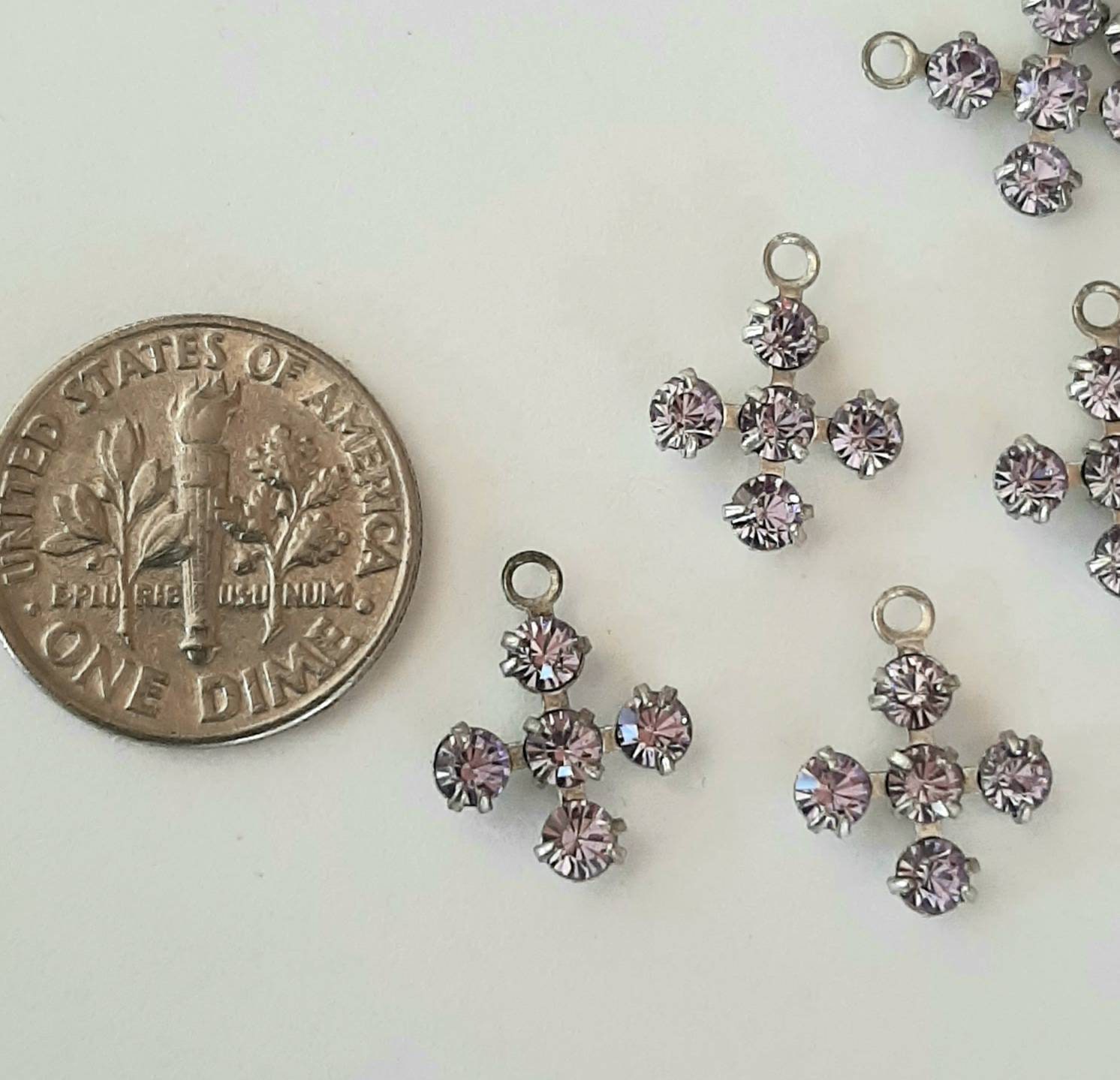 6 Vintage Swarovski crystal charm drops light violet Etsy