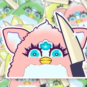 Furby Messer Süßer Kawaii Anime Spielzeug Tier Retro Pastell Vinyl Aufkleber
