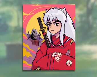 Inu Dog Demon Anime Rétro Imprimer Manga Carte postale