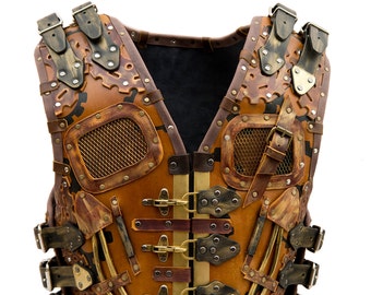 SteamWarrior leather motorcycle biker vest handmade