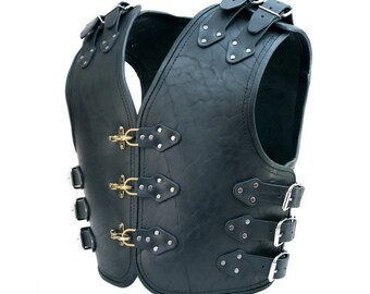 Classic leather motorcycle biker vest handmade