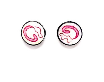 Whipworm Stud Earrings -- Trichuris trichiura -- Parasitology -- Science Jewellery