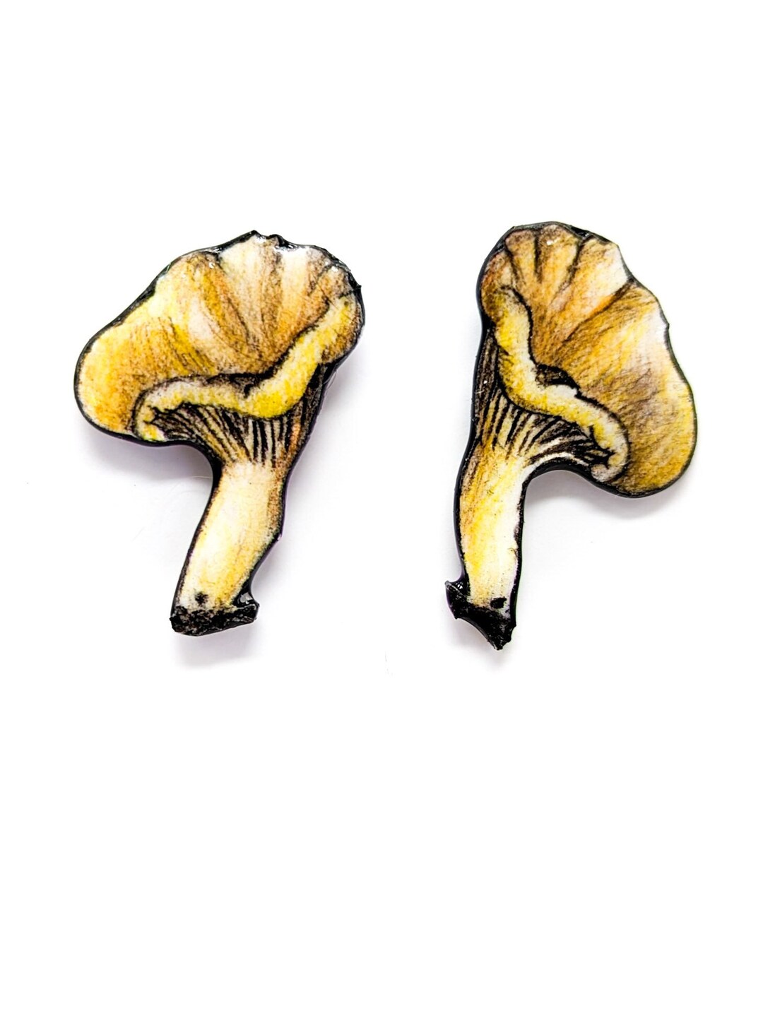 Golden Chanterelle Mushroom Stud Earrings Cantharellus Etsy
