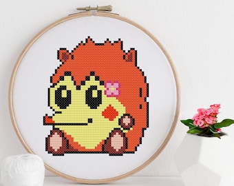Lindo erizo con patrón de punto de cruz de flores, descarga instantánea en PDF / regalo del día de la madre, lindo punto de cruz, punto rápido, erizo pixelado