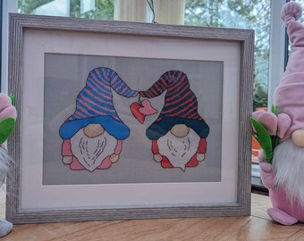 Patrón de punto de cruz digital "Gnomo Amor" en PDF / Regalo para el Día de la Madre, Punto de cruz rápido y sencillo, Mejores amigos, Regalos para mamá, Gnomo de Pascua