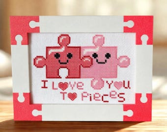 Regalos para personas creativas - Patrón de punto de cruz en PDF - Decoración hecha a mano "Te quiero muchísimo"