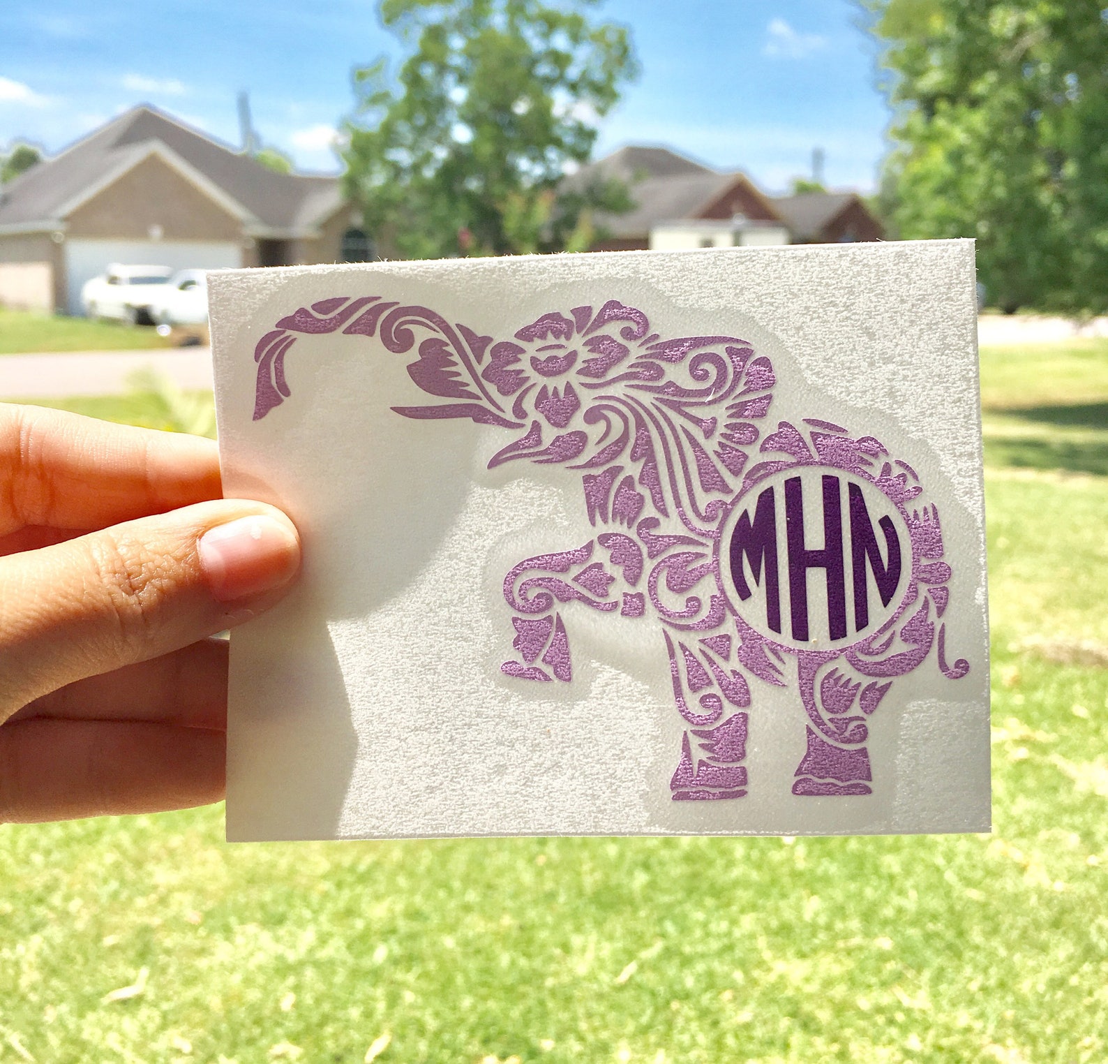 Elephant Monogram Decalelephant Decal Monogram Decal Etsy