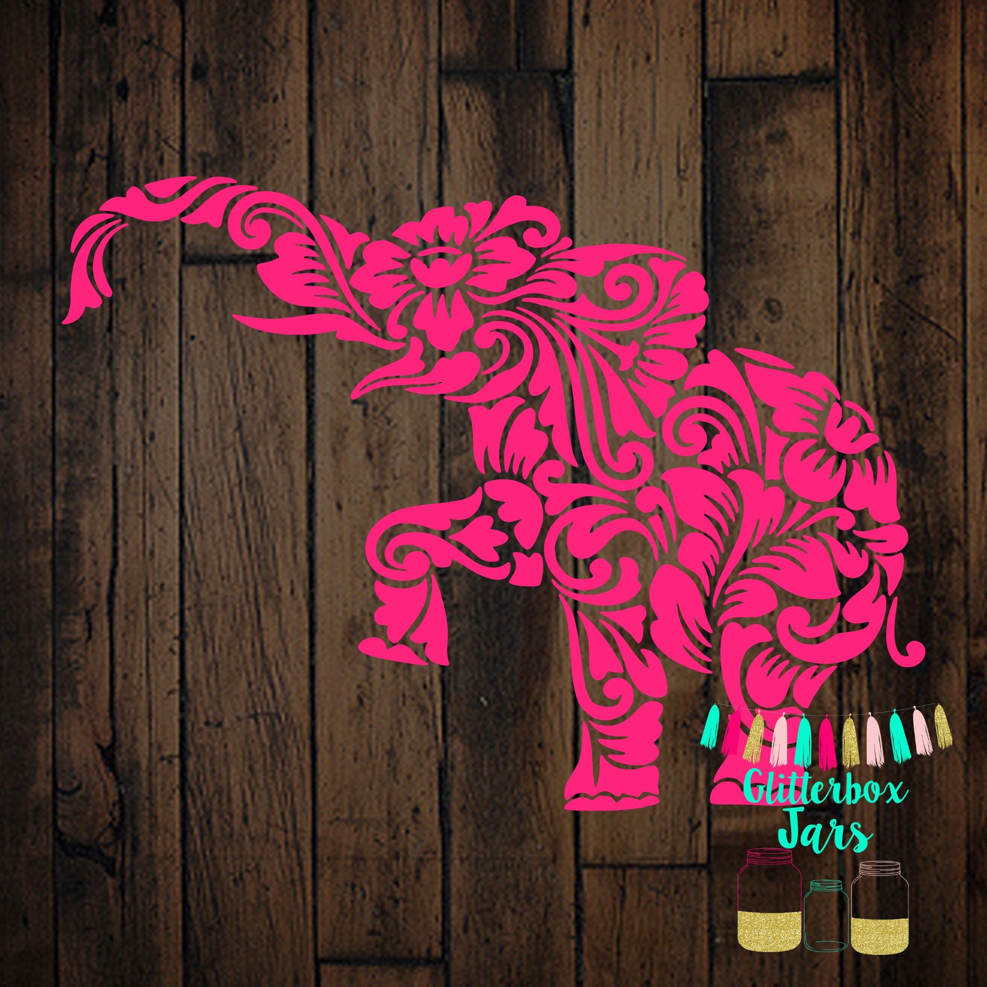 Elephant Decal Elephant Sticker Flower Elephant Decal Etsy