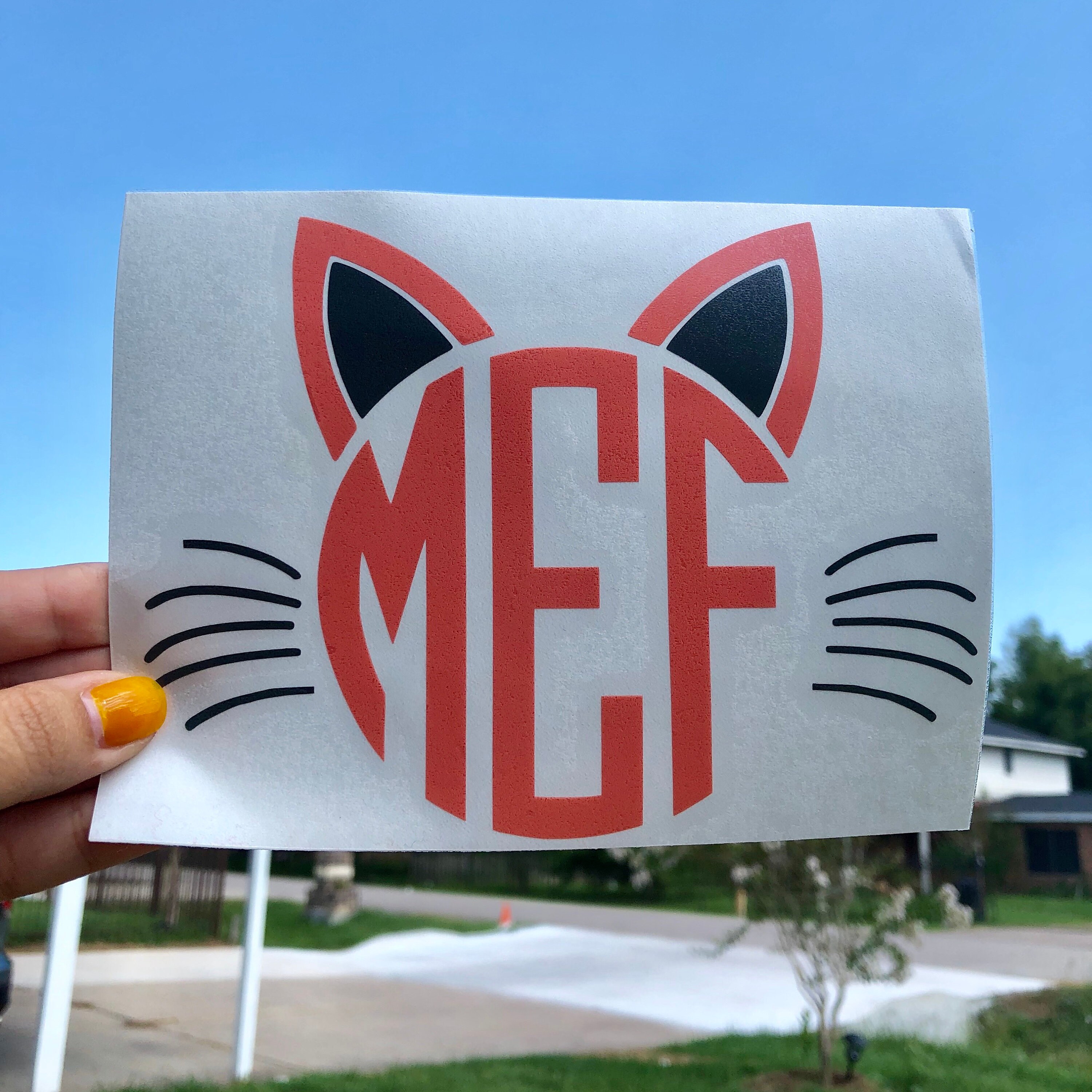 Cat Monogram Decal Monogram Cat Decal Monogram Car Decal Etsy