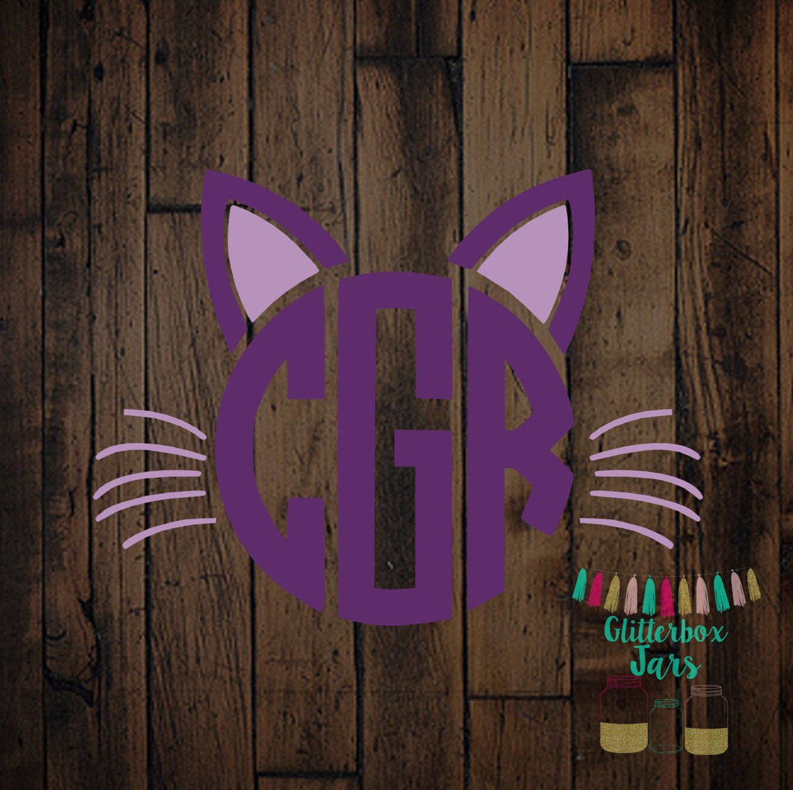 Cat Monogram Decal Monogram Cat Decal Monogram Car Decal Etsy
